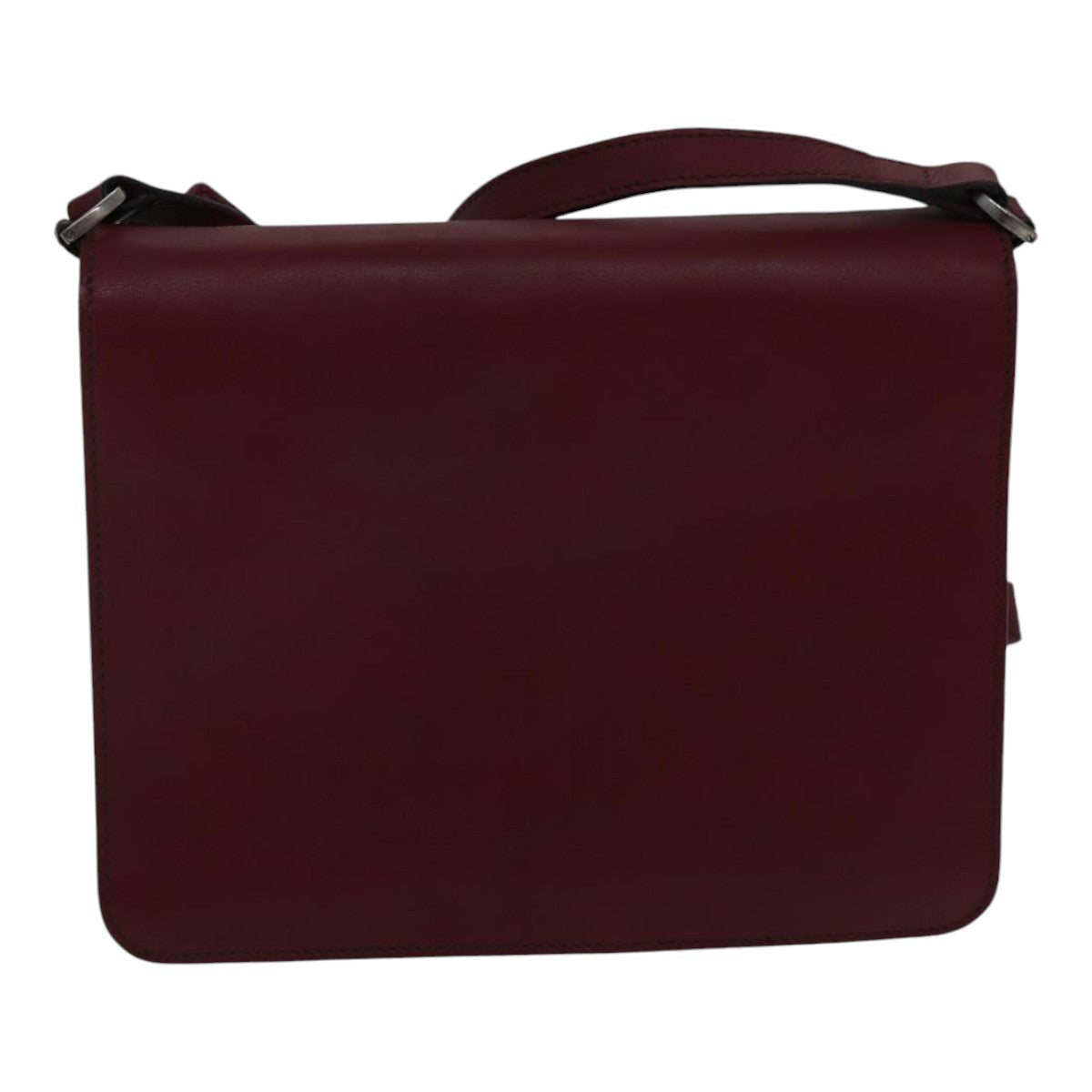 CARTIER Shoulder Bag Leather Bordeaux Auth ki4906