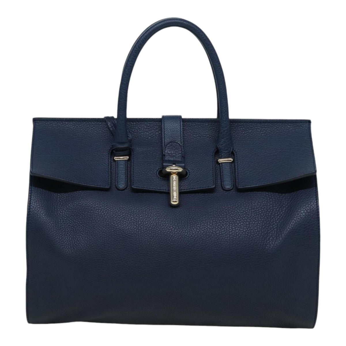 BALENCIAGA Tube Round Hand Bag Leather Navy Auth ki4912