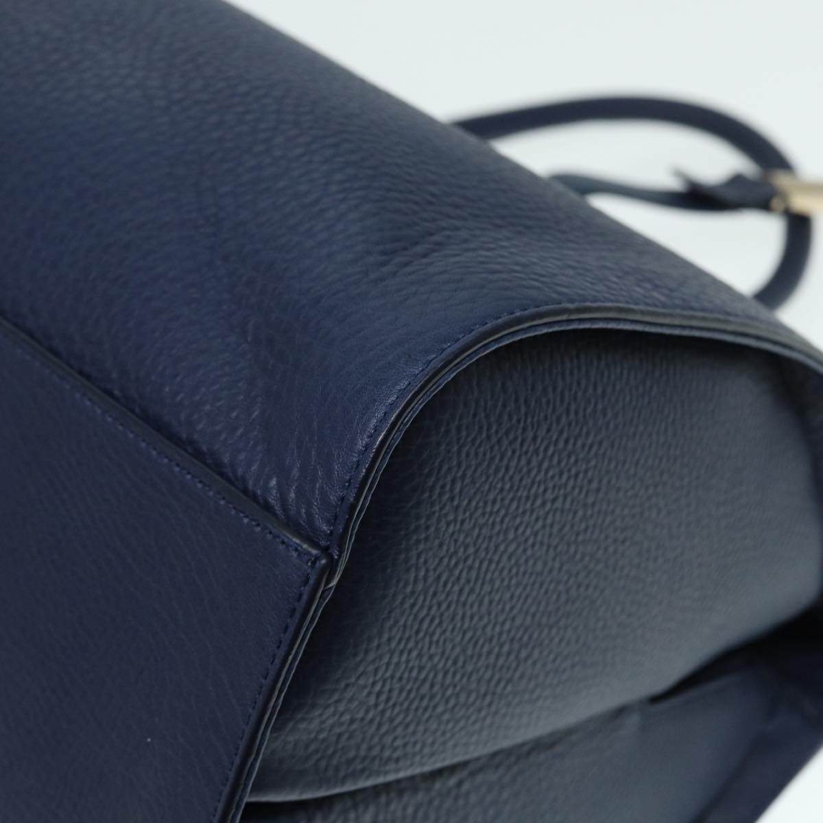 BALENCIAGA Tube Round Hand Bag Leather Navy Auth ki4912