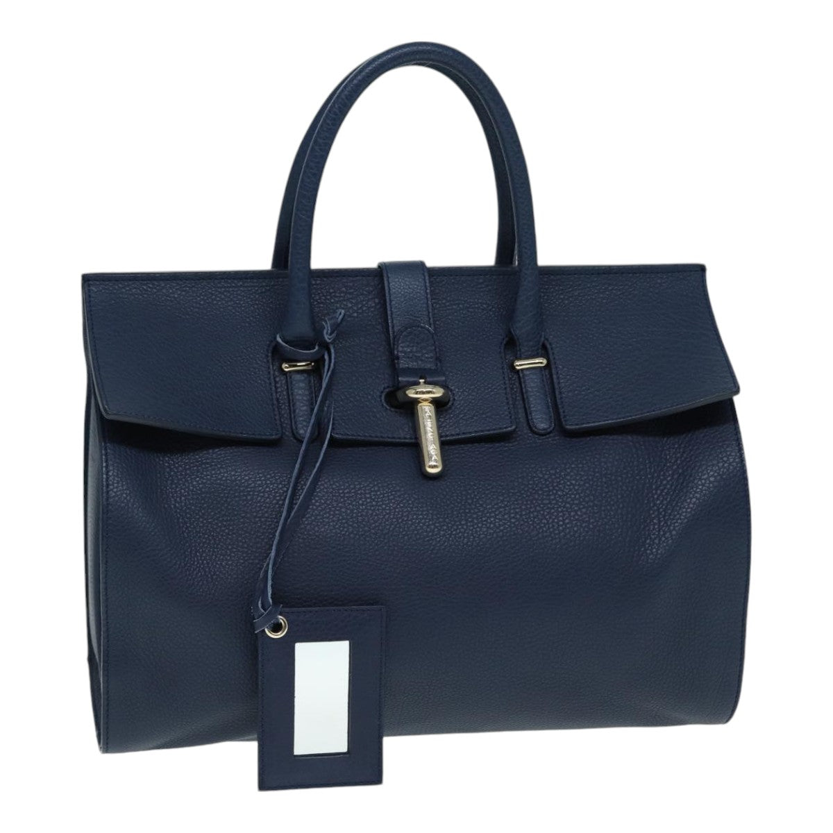 BALENCIAGA Tube Round Hand Bag Leather Navy Auth ki4912