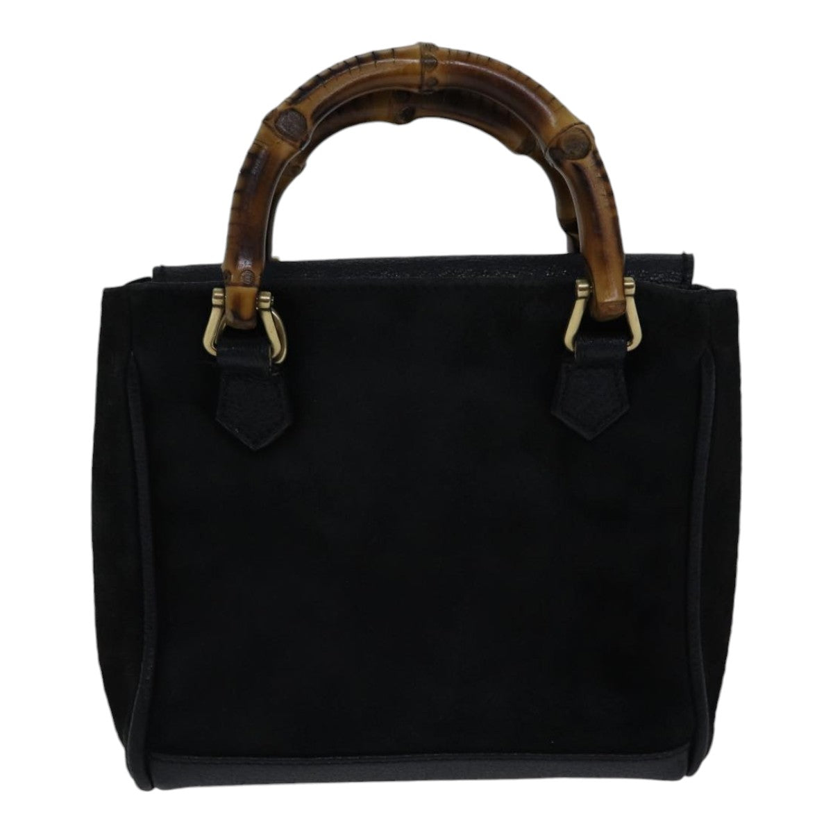 GUCCI Bamboo Hand Bag Suede Black Auth ki4913