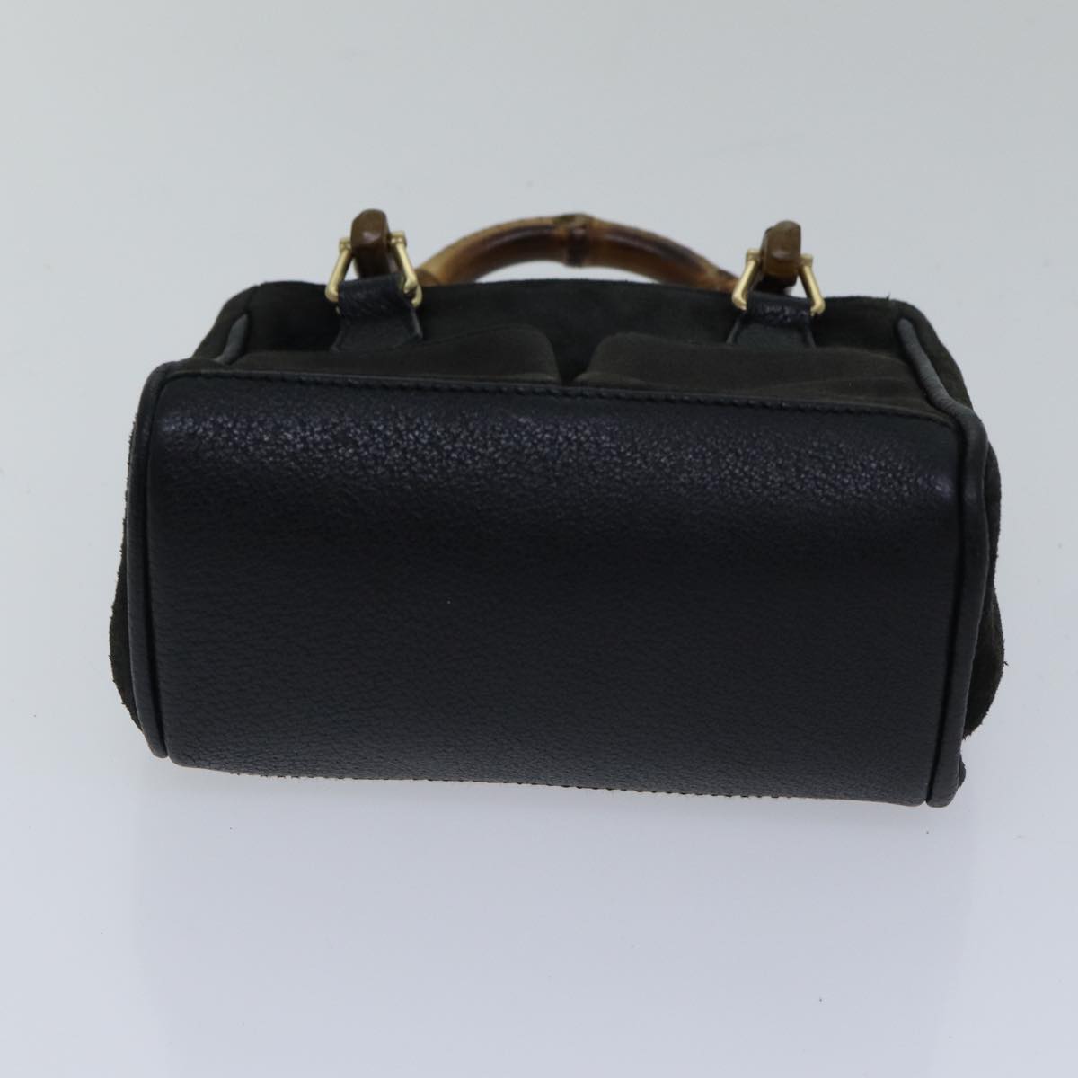 GUCCI Bamboo Hand Bag Suede Black Auth ki4913