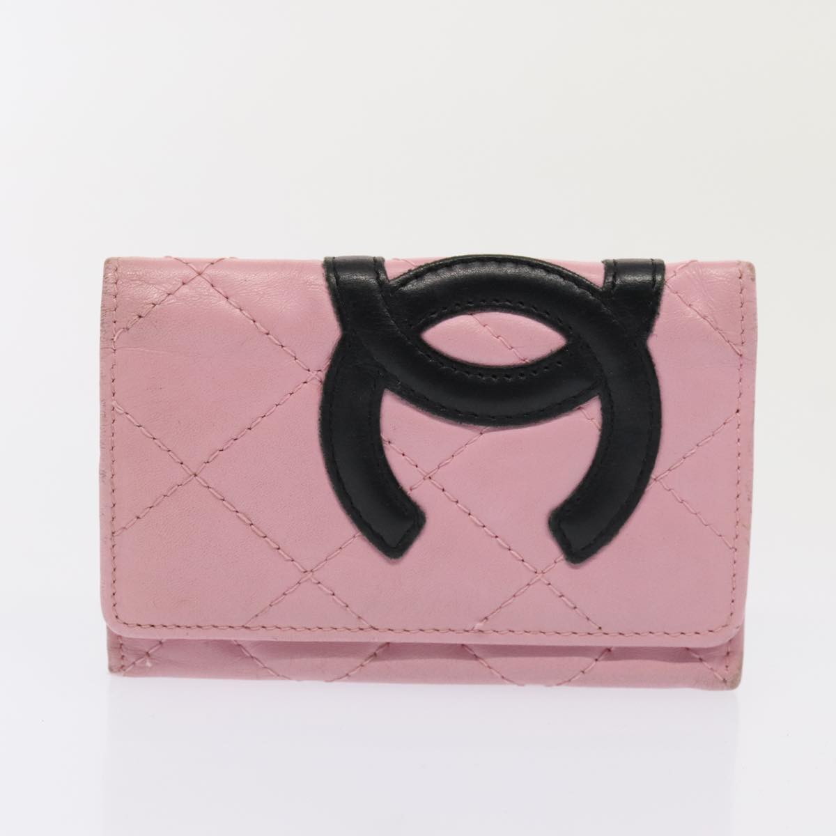 CHANEL Coin Purse Key Case Wallet Leather 6Set Black Pink Red CC Auth ki4921