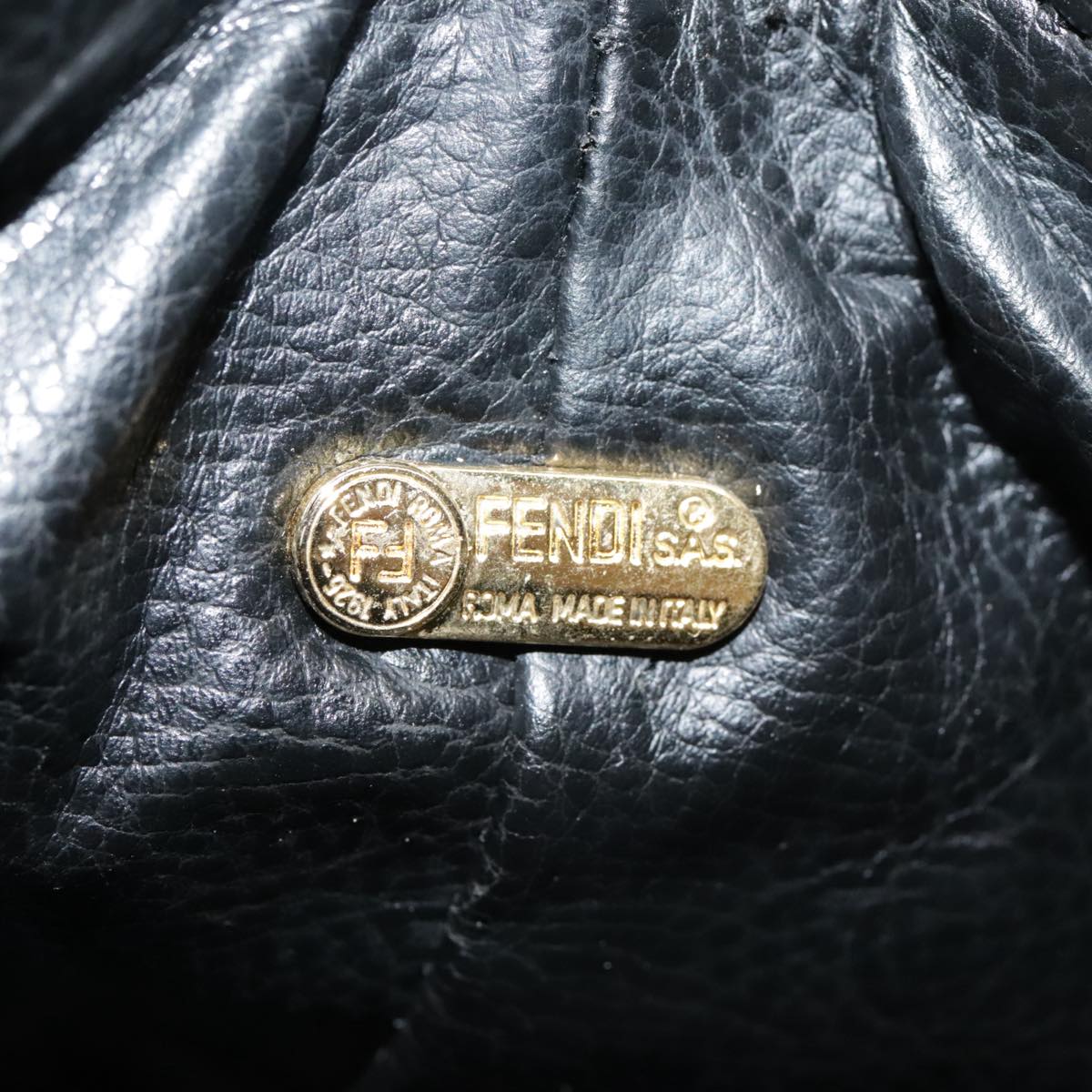 FENDI Zucca Canvas Pouch Brown Black gold Auth ki4972