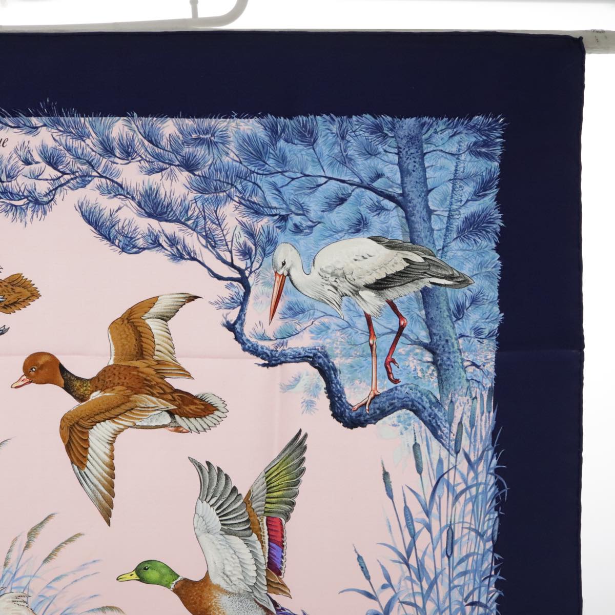 HERMES Carre 90 Scarf ""Halte en Camargue"" Silk Blue Pink Auth ki4980