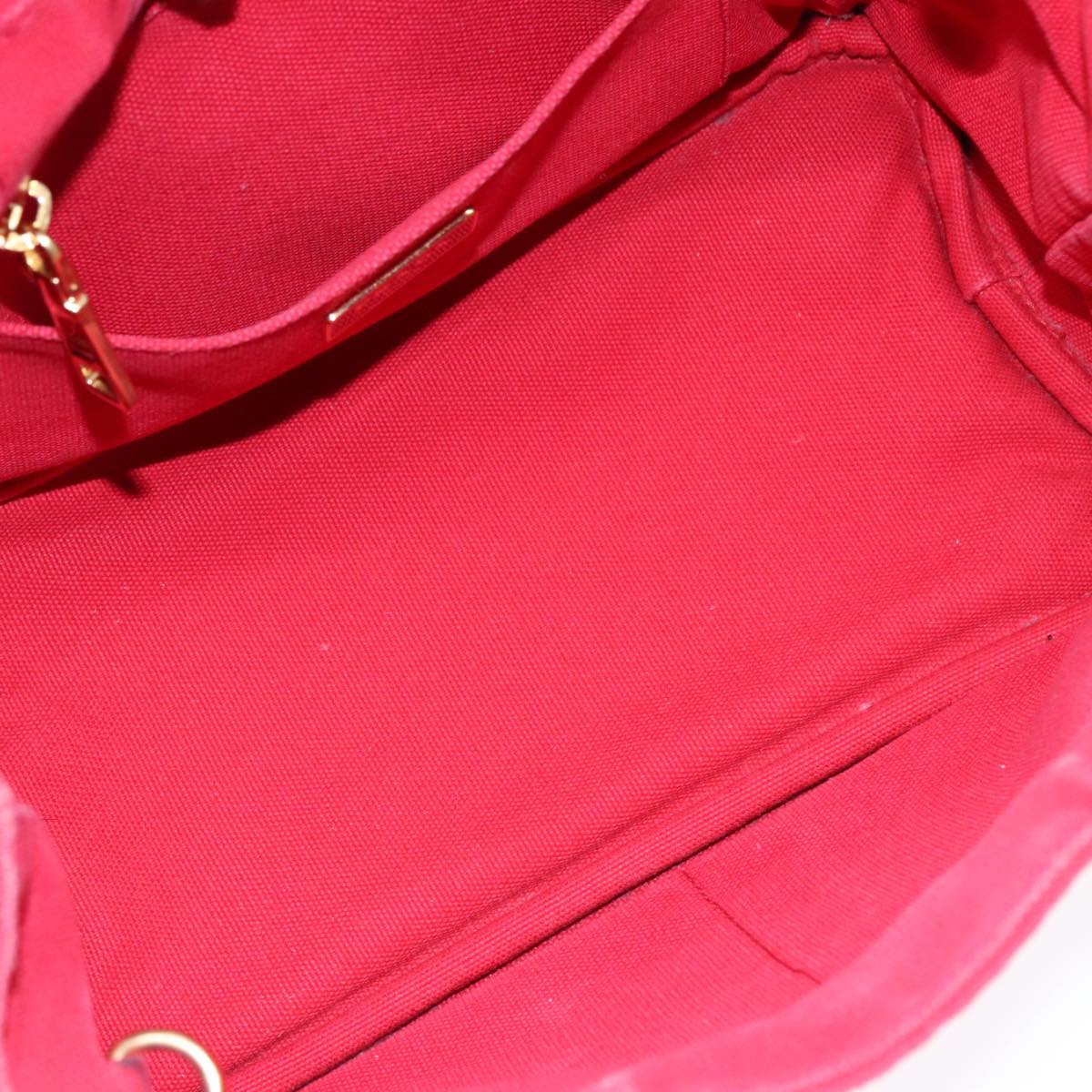 PRADA Canapa PM Hand Bag Canvas 2way Red Gold Auth ki4999