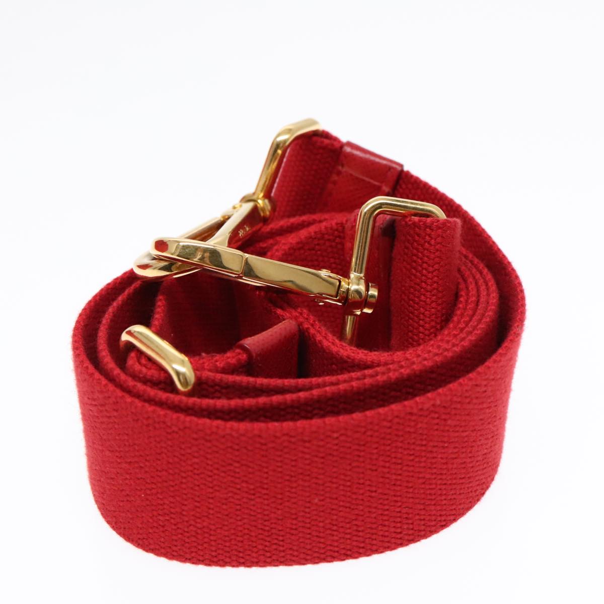 PRADA Canapa PM Hand Bag Canvas 2way Red Gold Auth ki4999