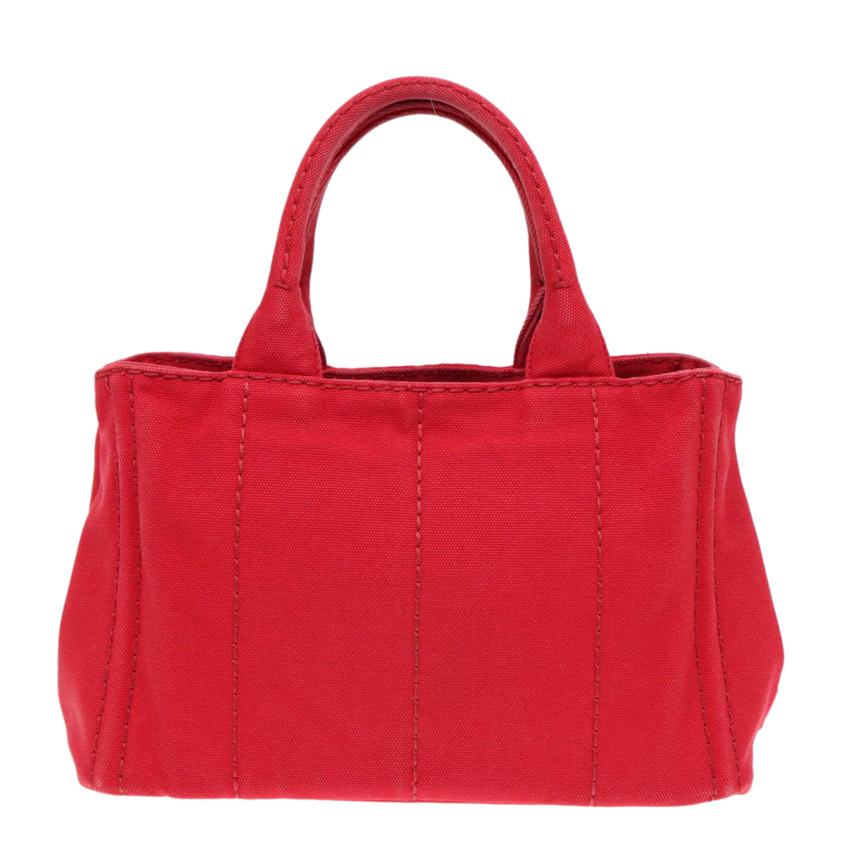 PRADA Canapa PM Hand Bag Canvas 2way Red Gold Auth ki4999