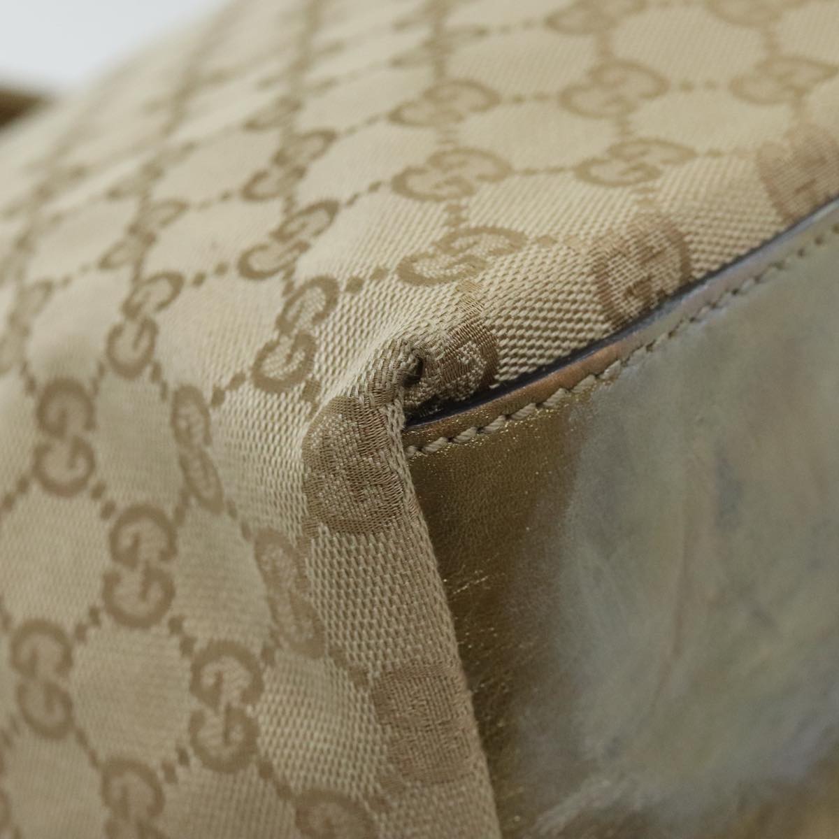 GUCCI GG Canvas Sherry Line Tote Bag Gold Pink Silver 131231 Auth ki5011