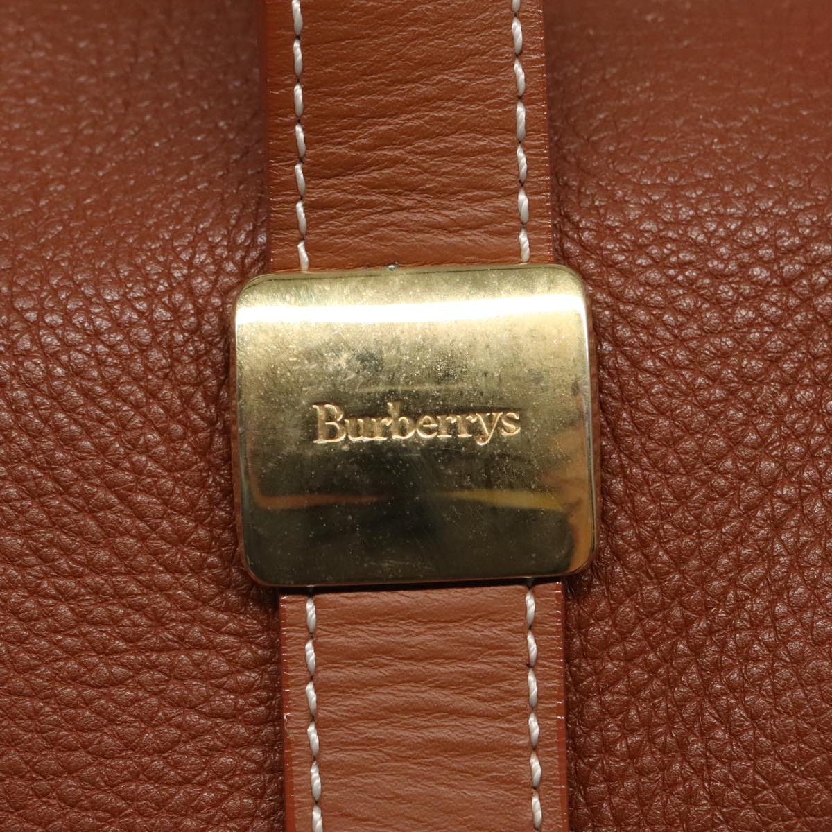 Burberrys Nova Check Boston Bag Leather Brown Gold Auth ki5019