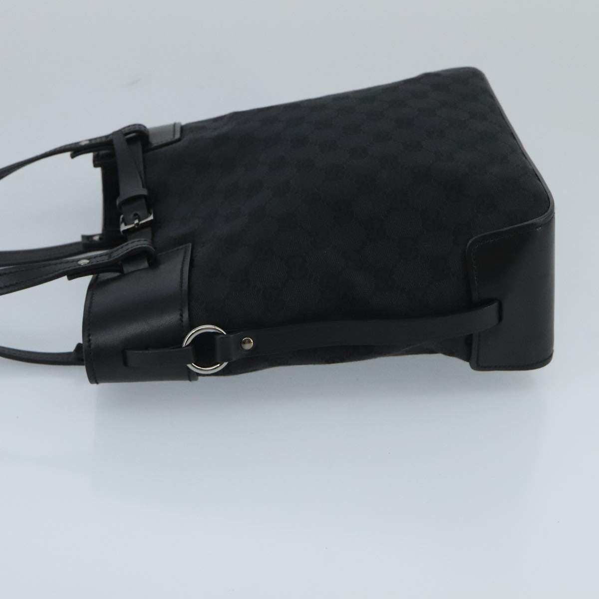 GUCCI GG Canvas Tote Bag Black Silver 107757 Auth ki5048V