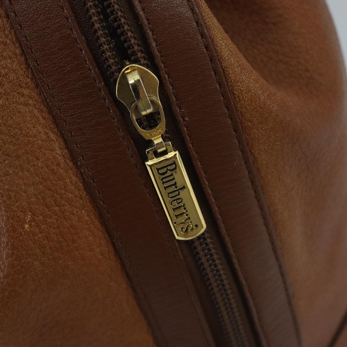 Burberrys Nova Check Shoulder Bag Leather Brown Gold Auth ki5080