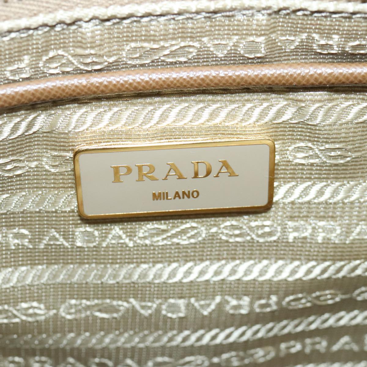 PRADA Shoulder Bag Nylon Beige Auth ki5142