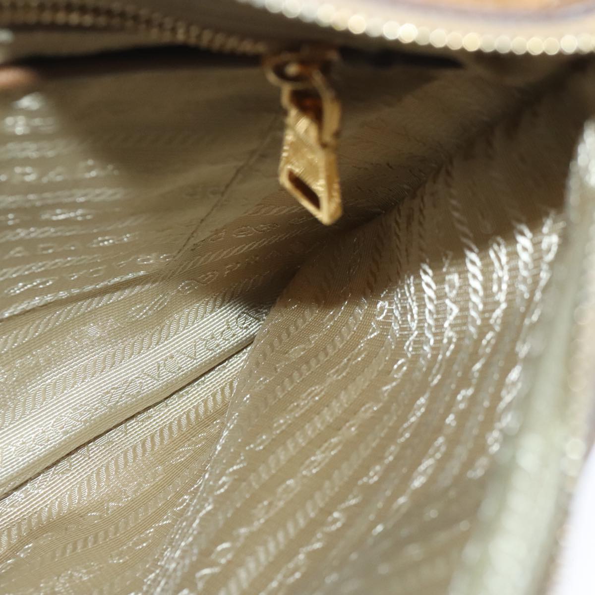 PRADA Shoulder Bag Nylon Beige Auth ki5142