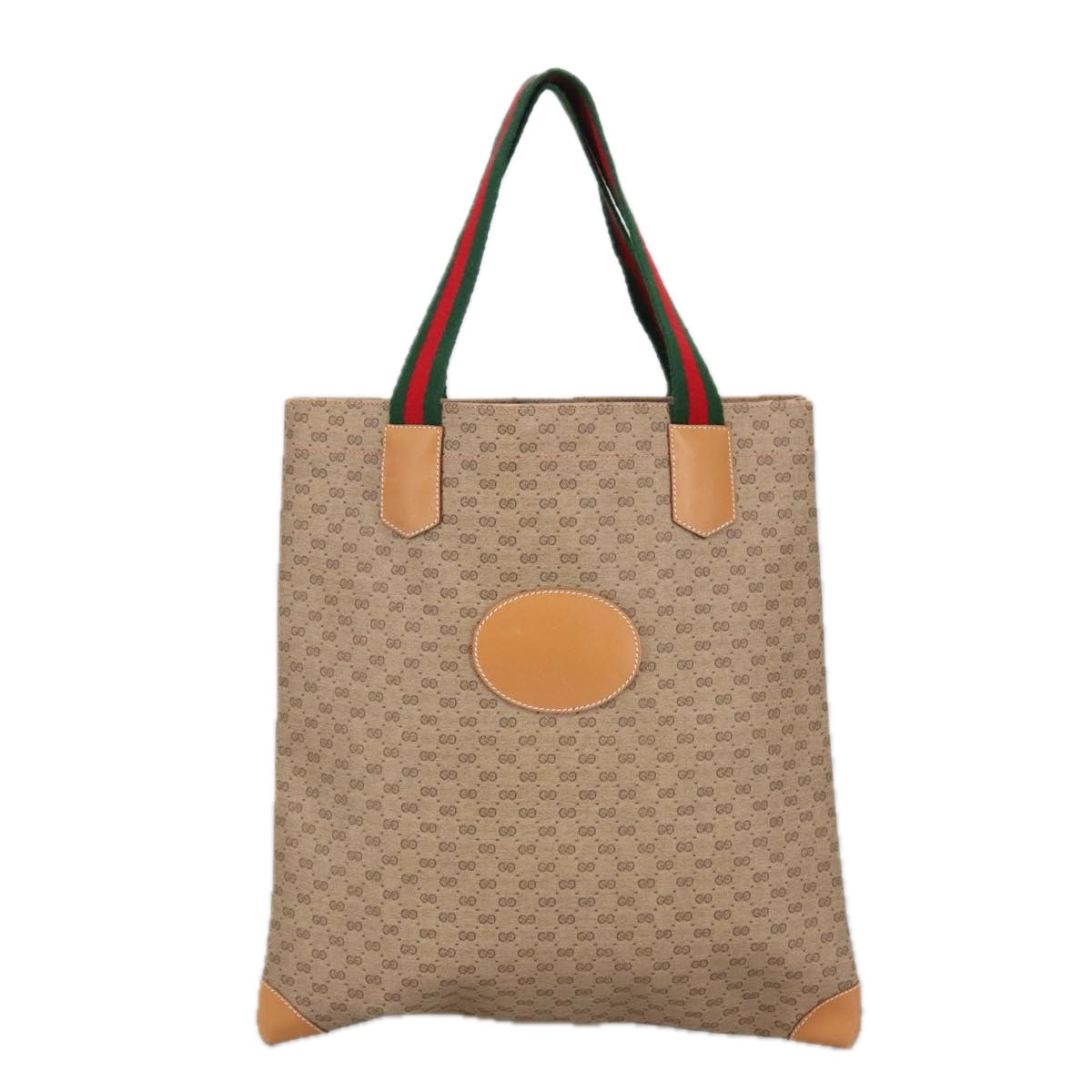 GUCCI Micro GG Canvas Tote Bag PVC Leather Beige Gold 02 37 1300 Auth ki5150