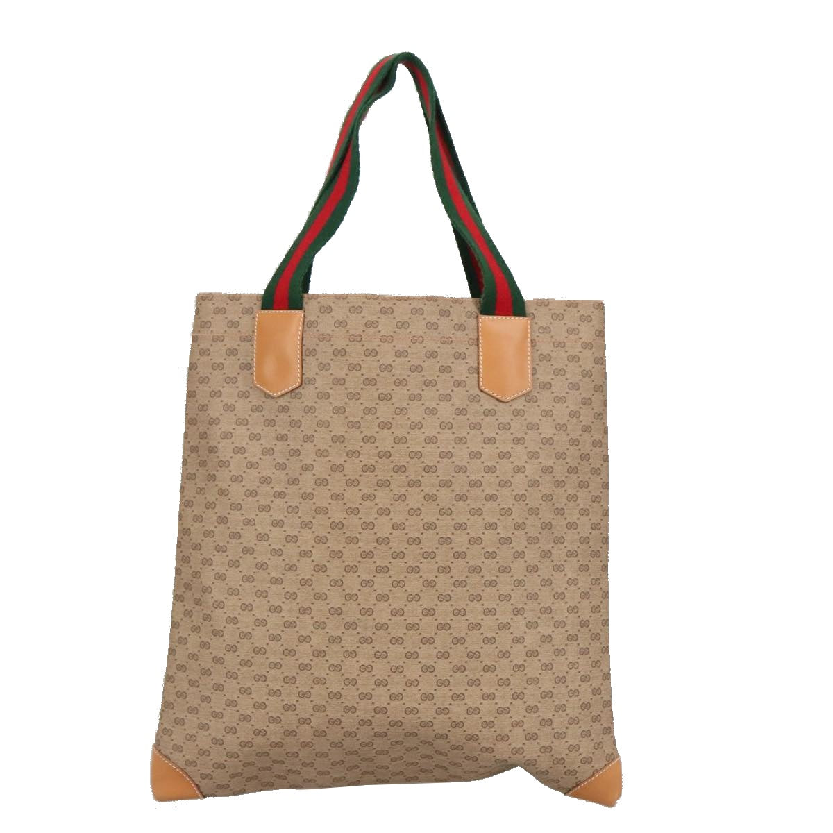 GUCCI Micro GG Canvas Tote Bag PVC Leather Beige Gold 02 37 1300 Auth ki5150