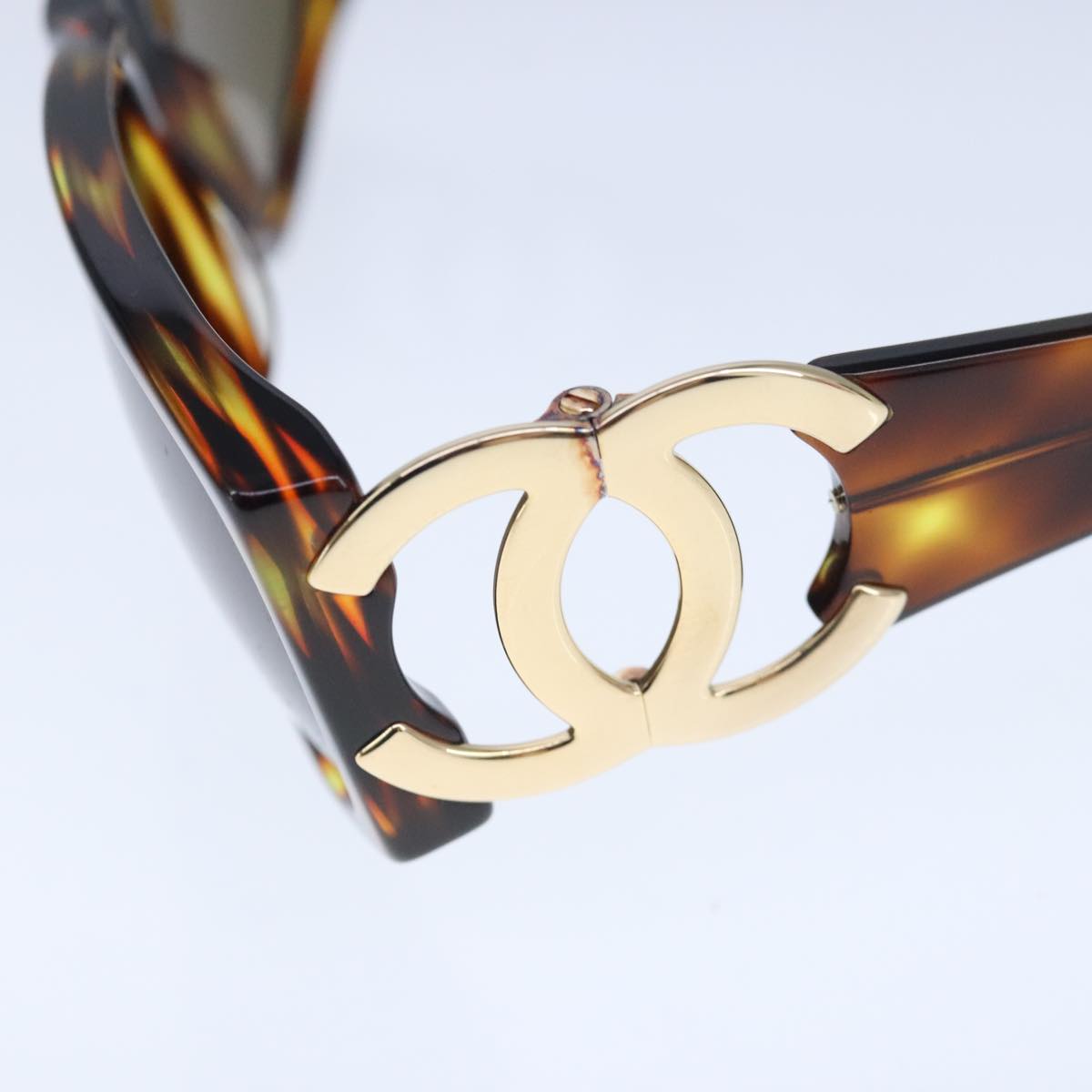 CHANEL Sunglasses plastic Brown CC Auth ki5159V
