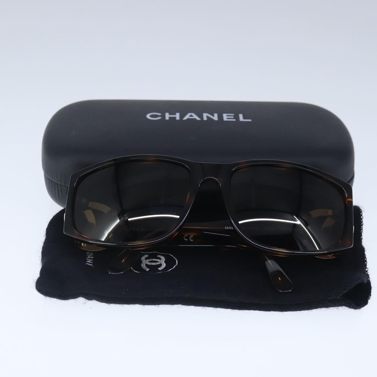 CHANEL Sunglasses plastic Brown CC Auth ki5159V