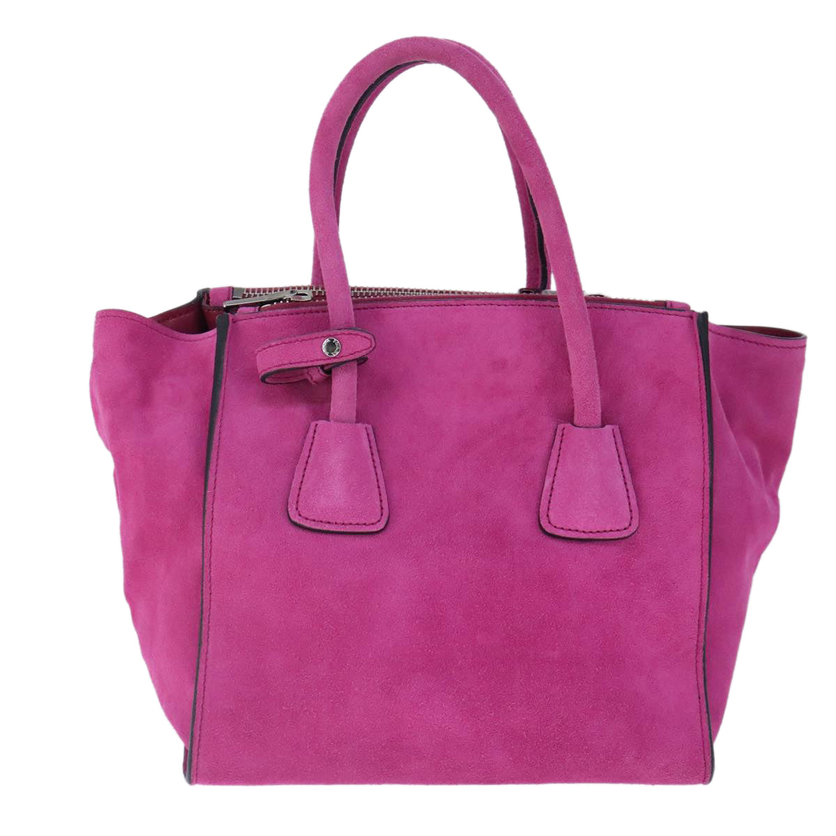 PRADA Hand Bag Suede 2way Pink Silver Auth ki5171V