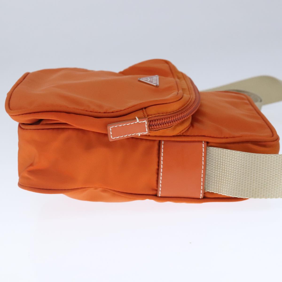 PRADA Shoulder Bag Nylon Orange Silver Auth ki5199