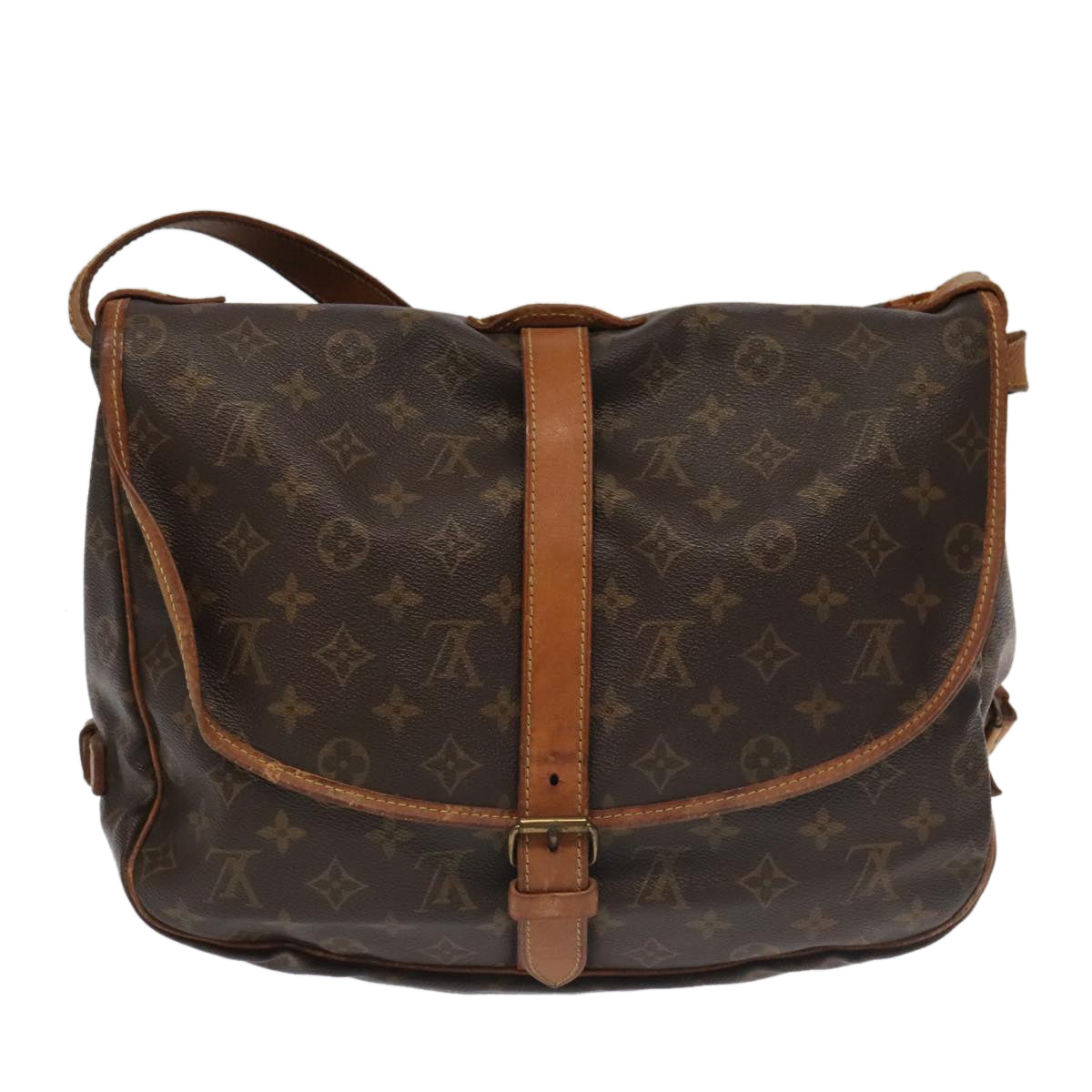 LOUIS VUITTON Monogram Saumur 35 Shoulder Bag M42254 LV Auth ki5201