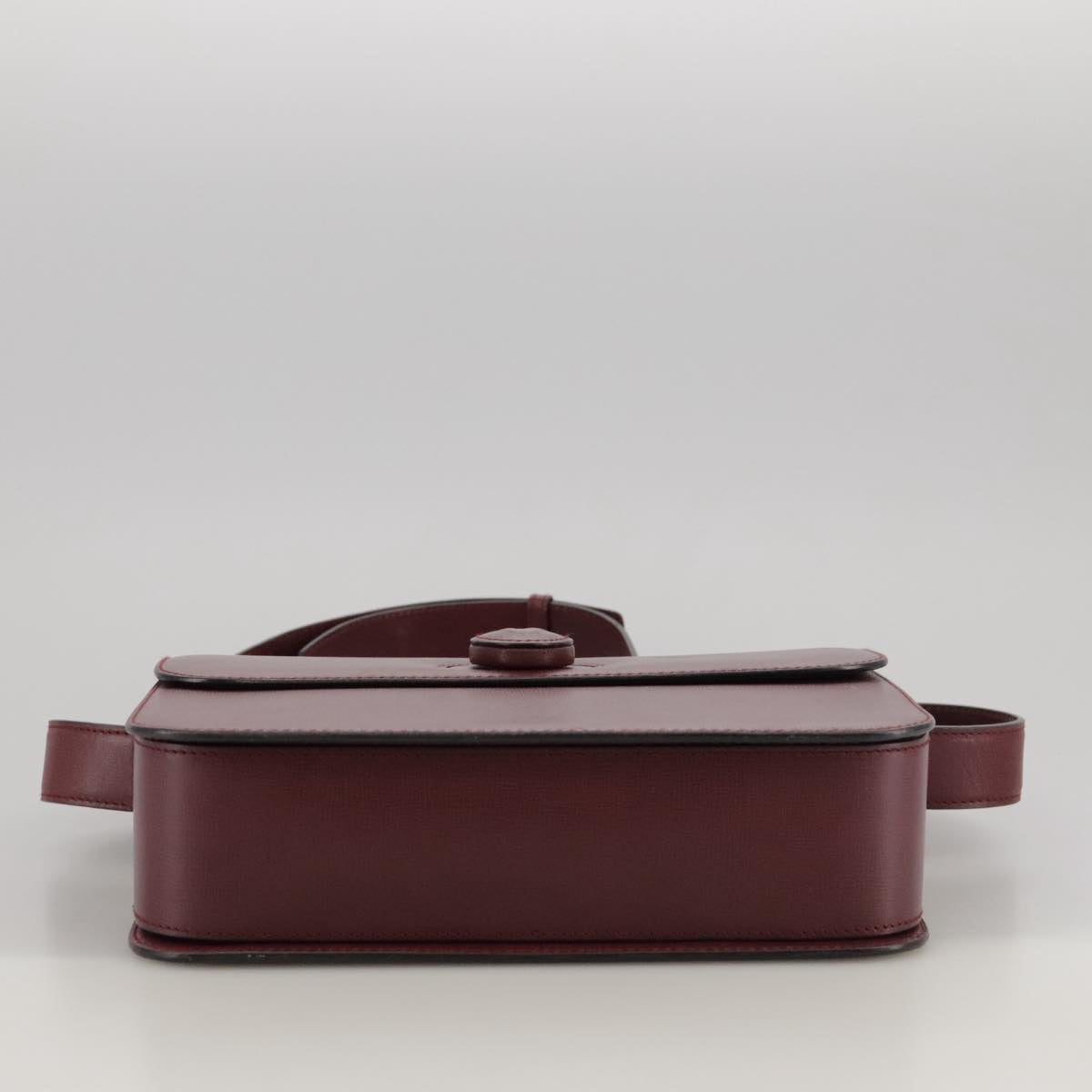 CARTIER Must Line Shoulder Bag Leather Bordeaux Gold Auth ki5230
