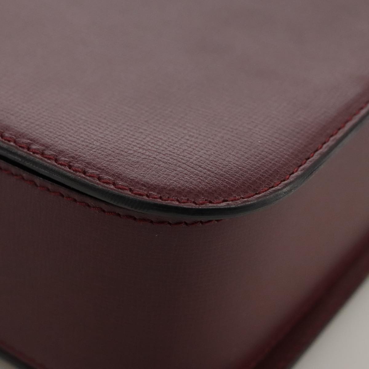 CARTIER Must Line Shoulder Bag Leather Bordeaux Gold Auth ki5230