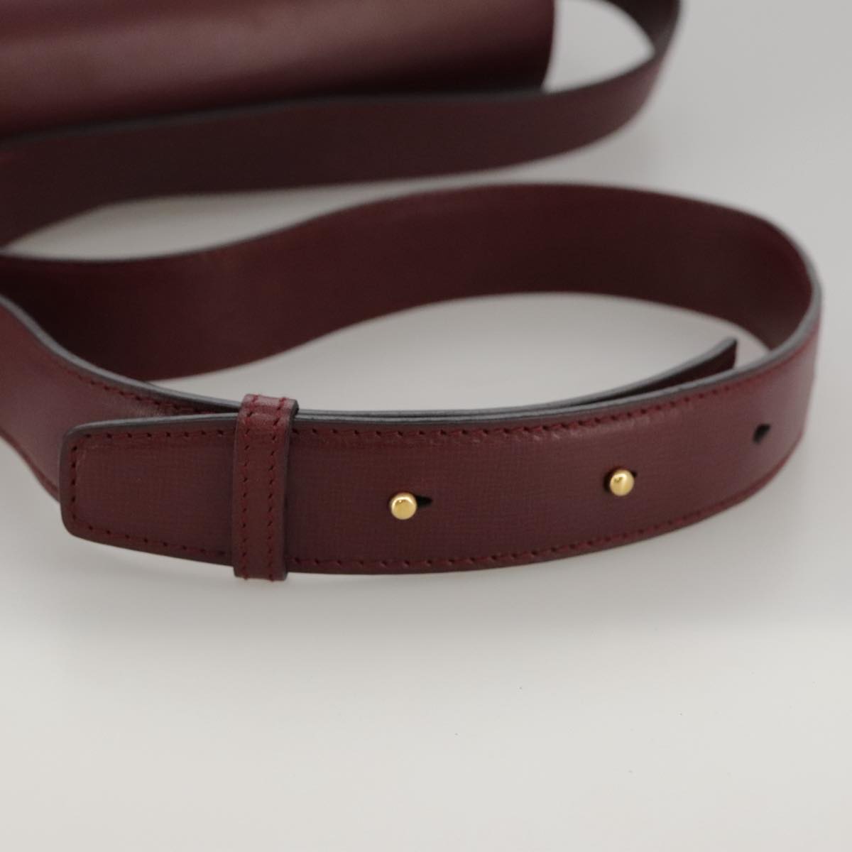 CARTIER Must Line Shoulder Bag Leather Bordeaux Gold Auth ki5230