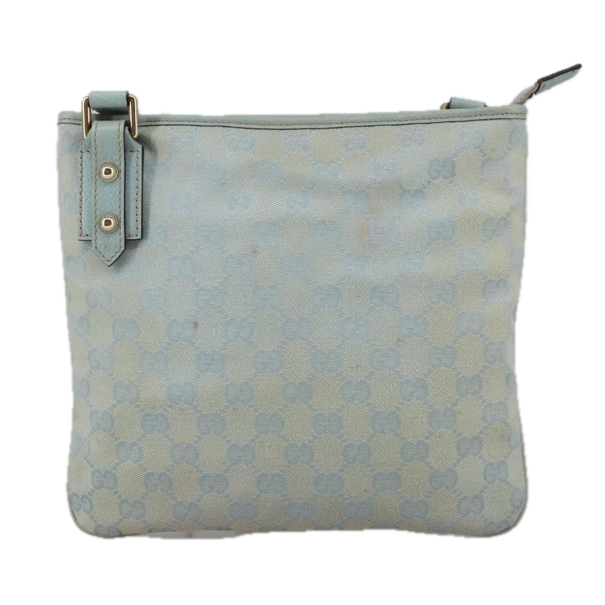 GUCCI GG Canvas Shoulder Bag Light Blue Gold 257246 Auth ki5234