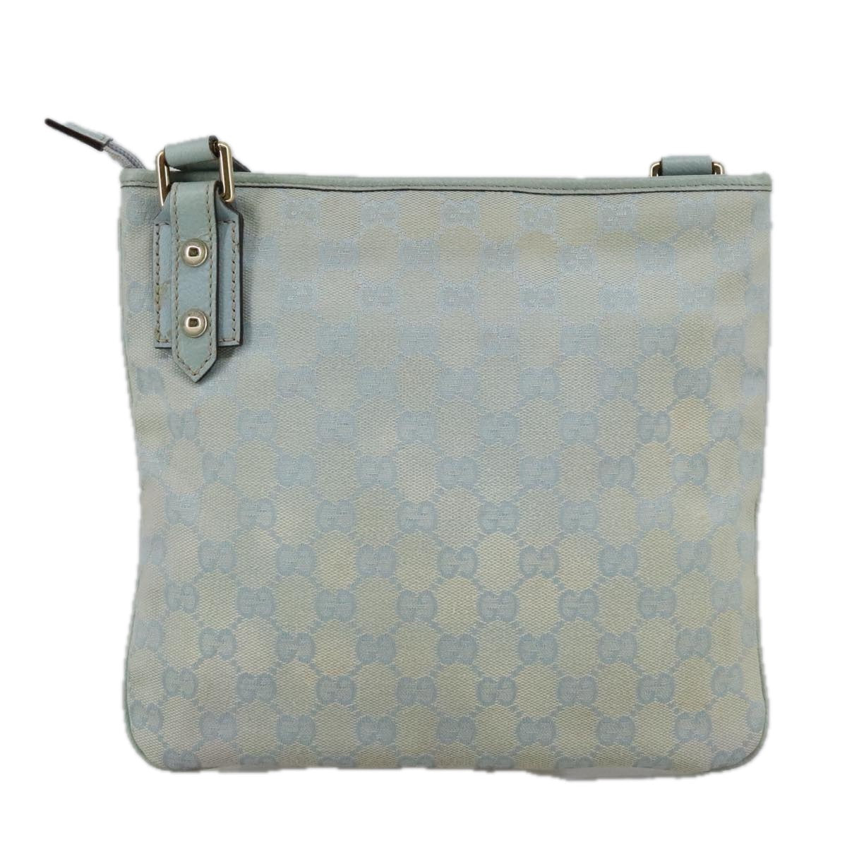 GUCCI GG Canvas Shoulder Bag Light Blue Gold 257246 Auth ki5234