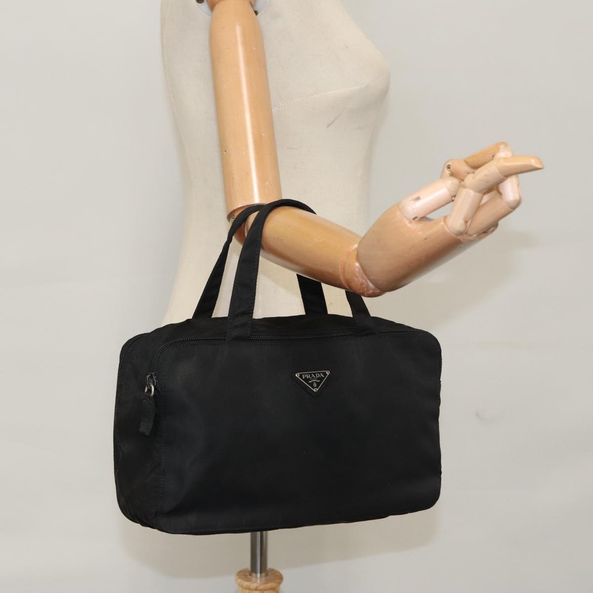 PRADA Hand Bag Nylon Black Auth ki5250