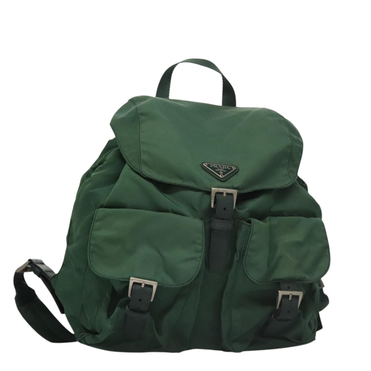 PRADA Backpack Nylon Green Silver Auth ki5272