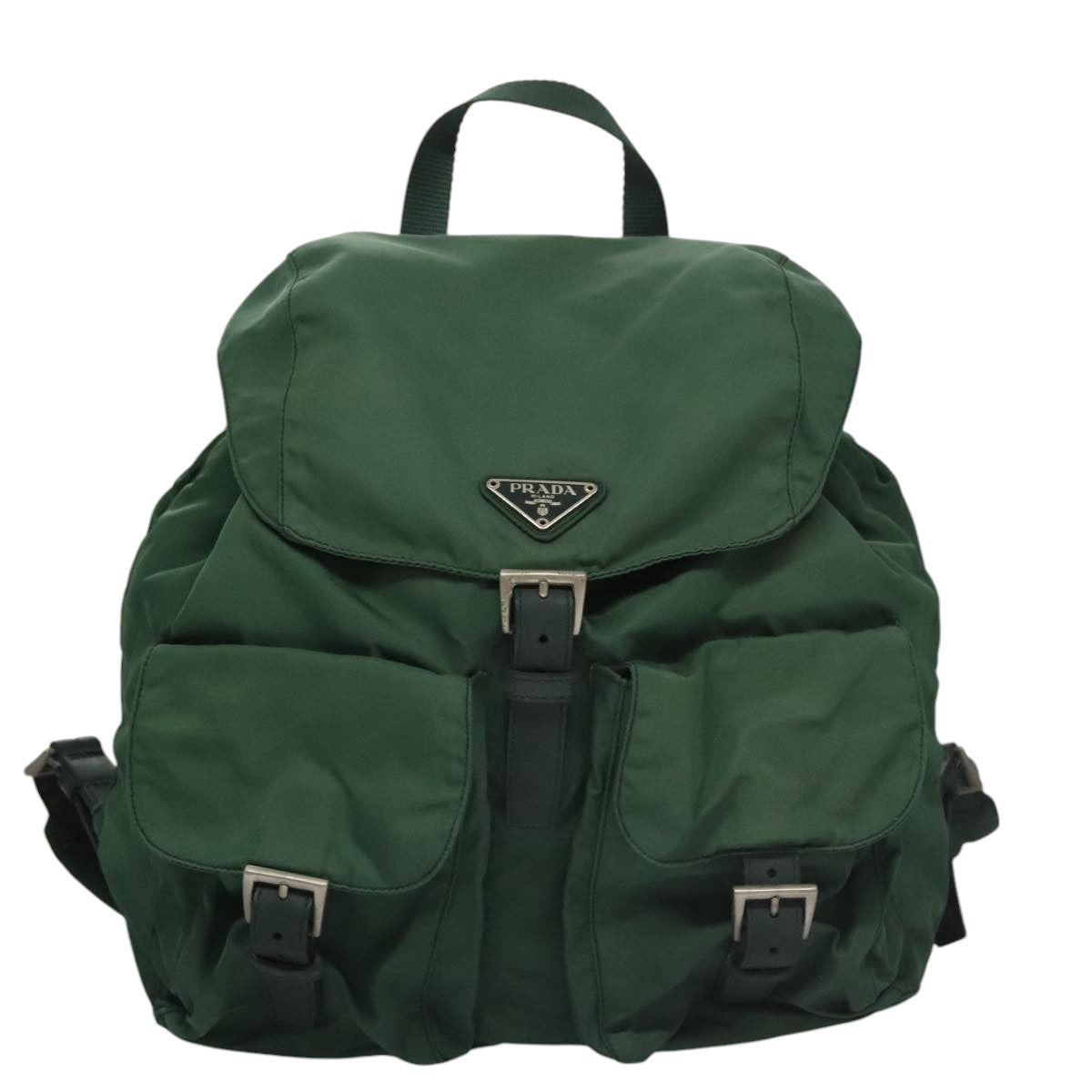 PRADA Backpack Nylon Green Silver Auth ki5272