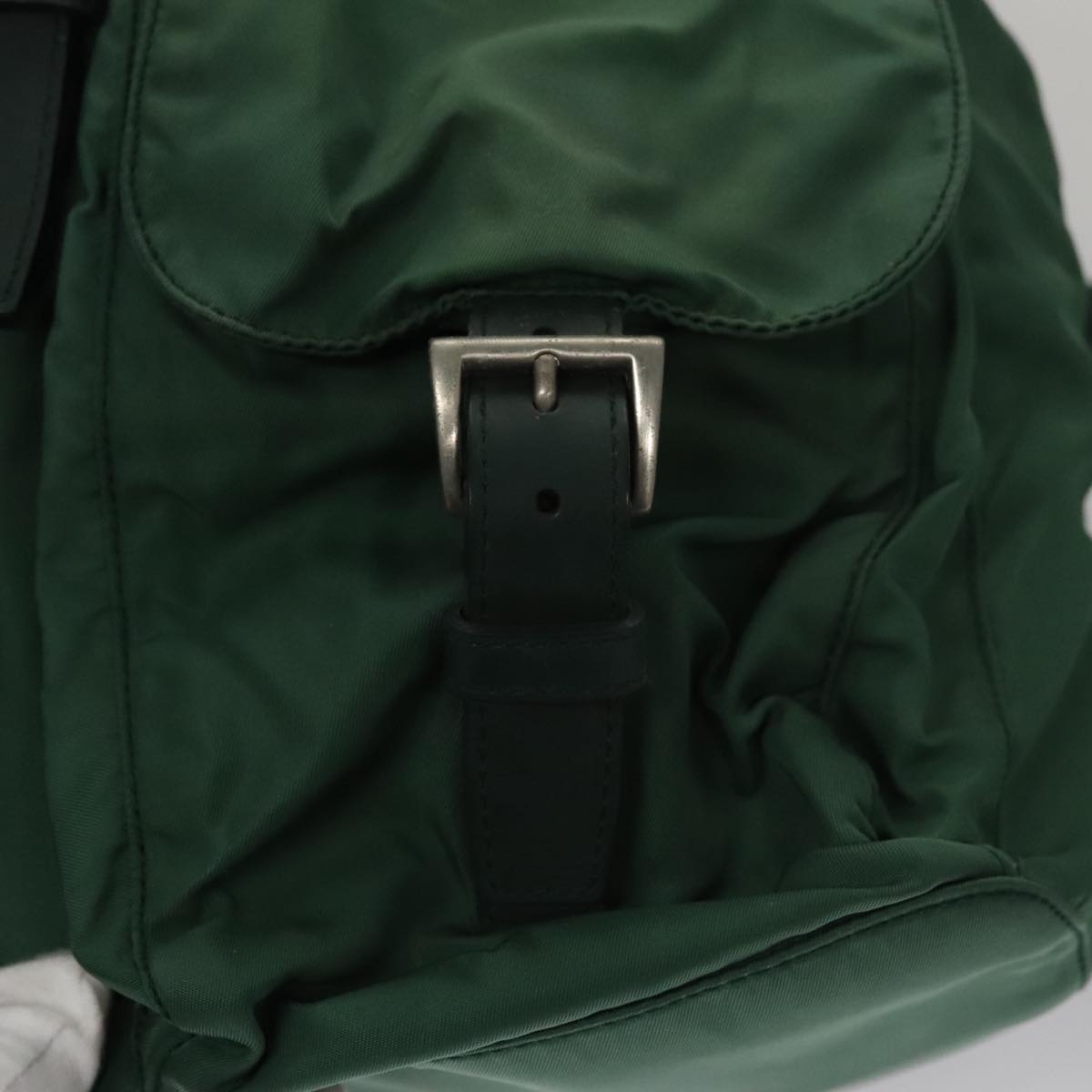 PRADA Backpack Nylon Green Silver Auth ki5272