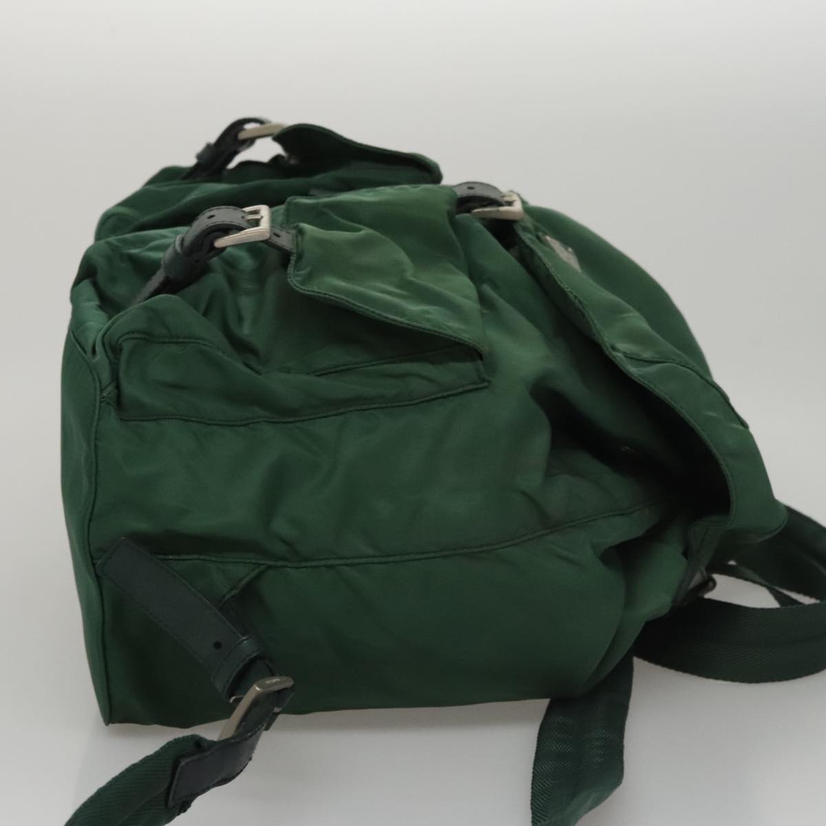 PRADA Backpack Nylon Green Silver Auth ki5272