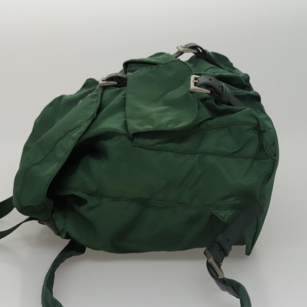 PRADA Backpack Nylon Green Silver Auth ki5272