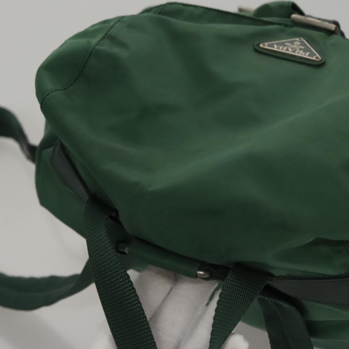 PRADA Backpack Nylon Green Silver Auth ki5272