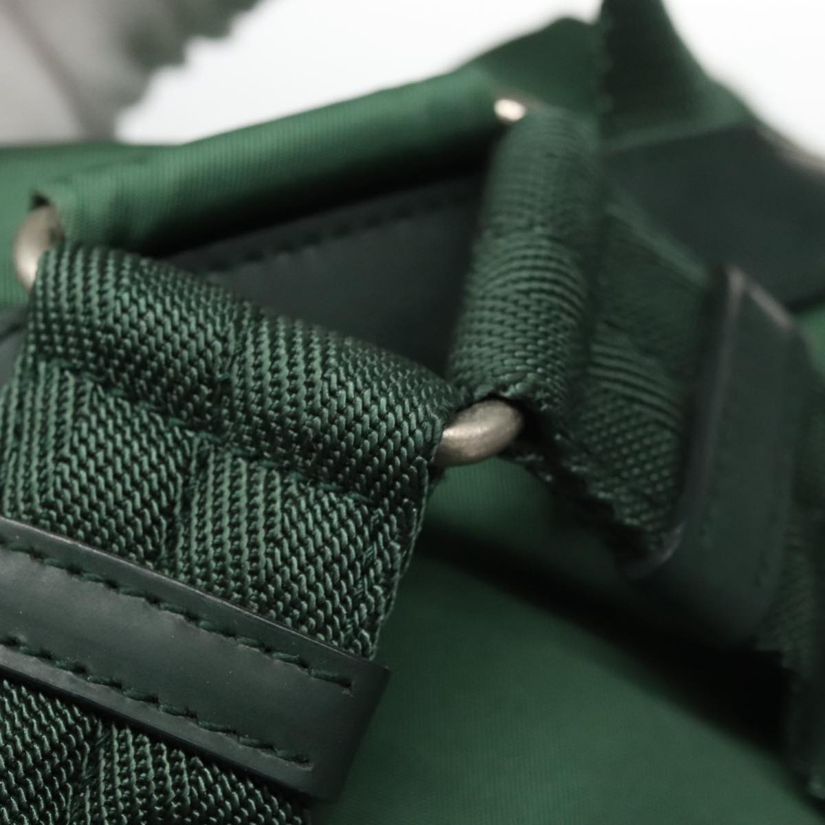 PRADA Backpack Nylon Green Silver Auth ki5272