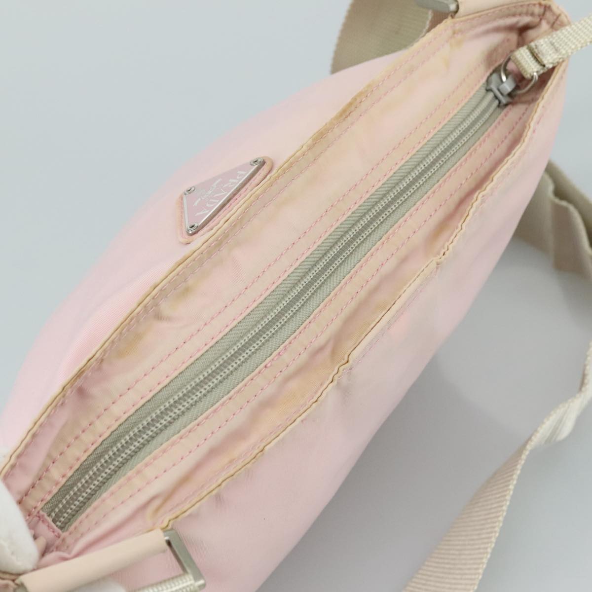 PRADA Shoulder Bag Nylon Pink Silver Auth ki5274