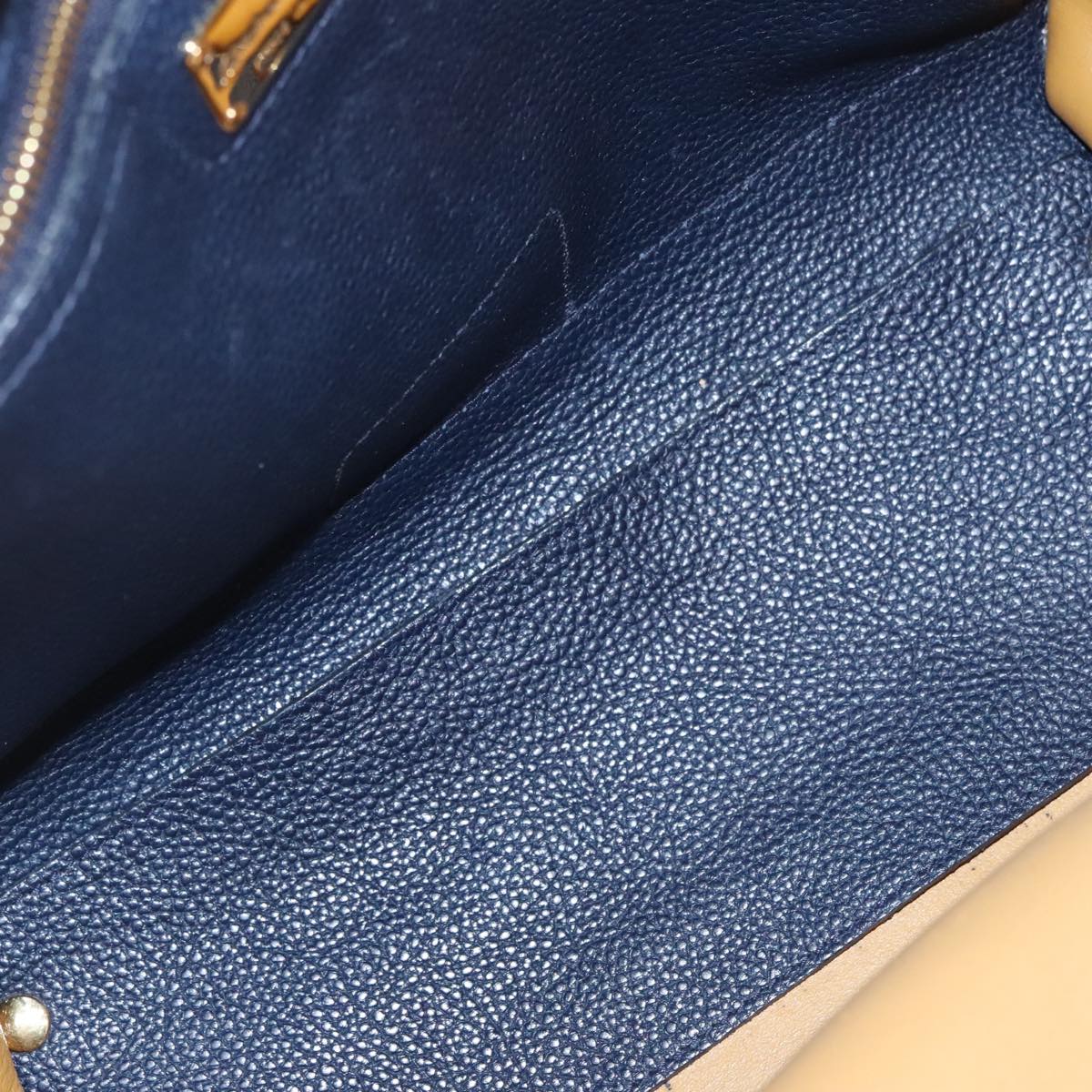 Salvatore Ferragamo Gancini Tote Bag Leather Navy Gold Auth ki5298