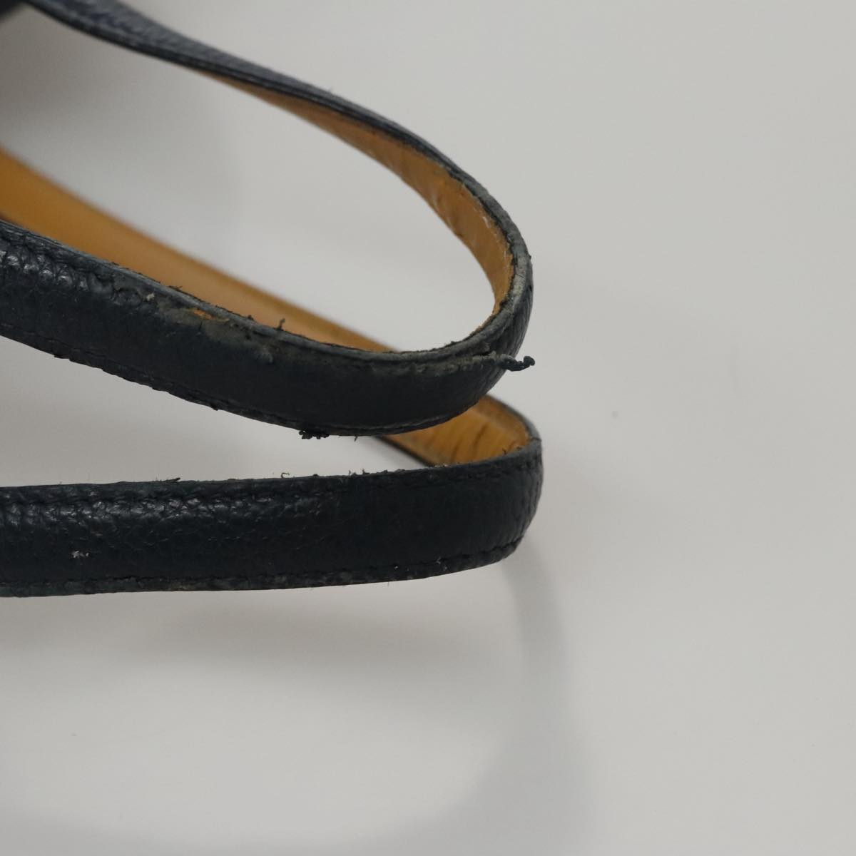 Salvatore Ferragamo Gancini Tote Bag Leather Navy Gold Auth ki5298