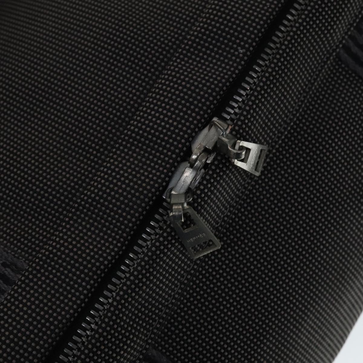 HERMES Vanity Her Line Cosmetic Pouch Canvas Gray Auth ki5324