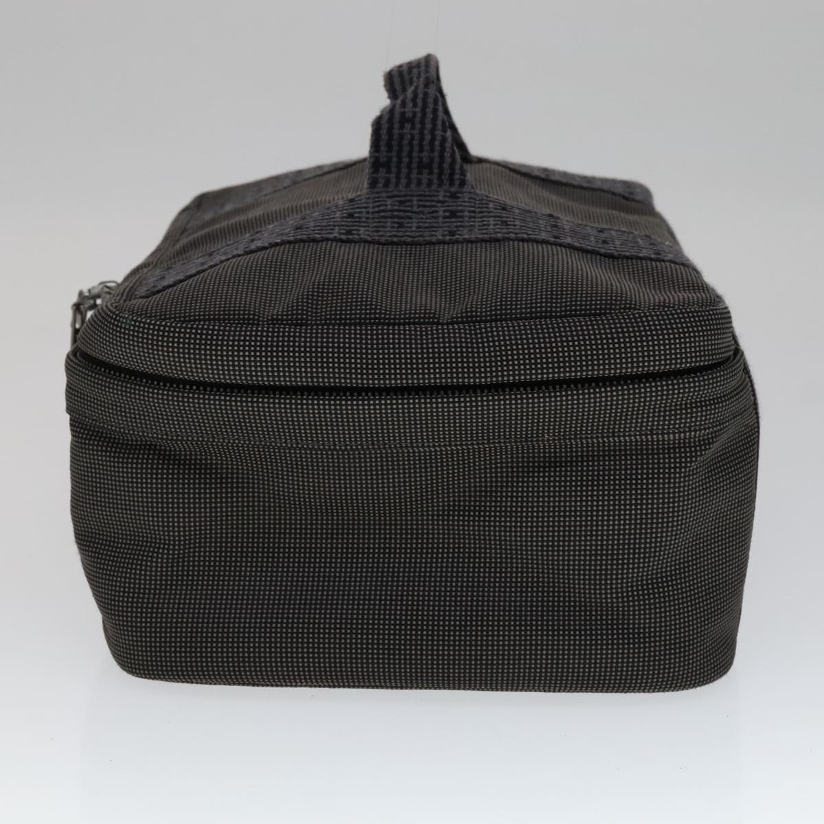 HERMES Vanity Her Line Cosmetic Pouch Canvas Gray Auth ki5324