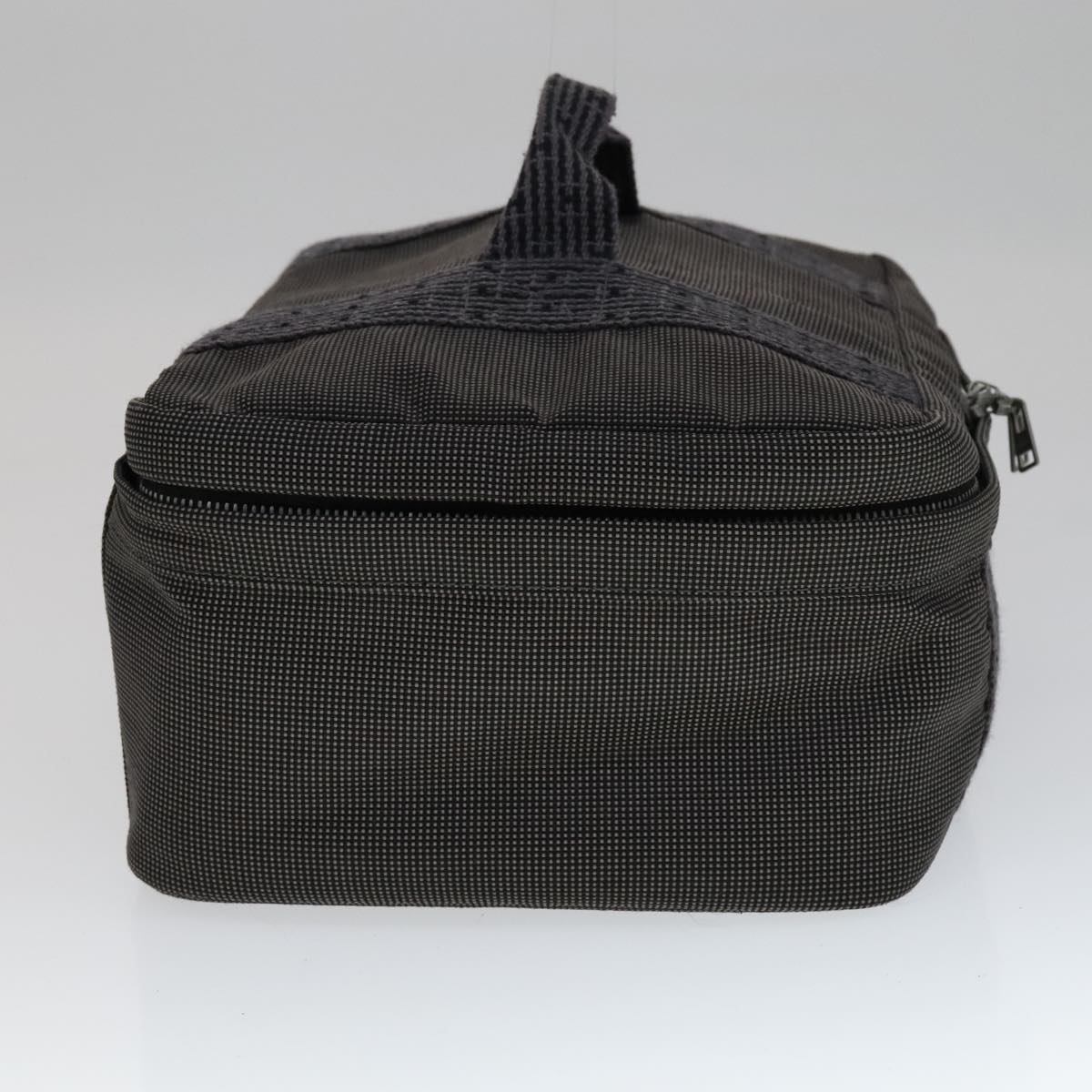 HERMES Vanity Her Line Cosmetic Pouch Canvas Gray Auth ki5324