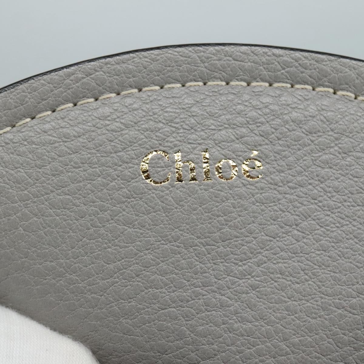 Chloe Darryl Tote Bag Leather Gray Gold Auth ki5336V