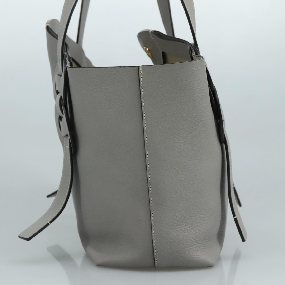 Chloe Darryl Tote Bag Leather Gray Gold Auth ki5336V