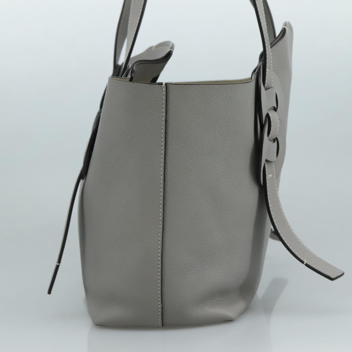 Chloe Darryl Tote Bag Leather Gray Gold Auth ki5336V
