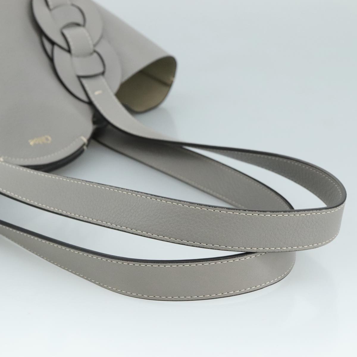 Chloe Darryl Tote Bag Leather Gray Gold Auth ki5336V