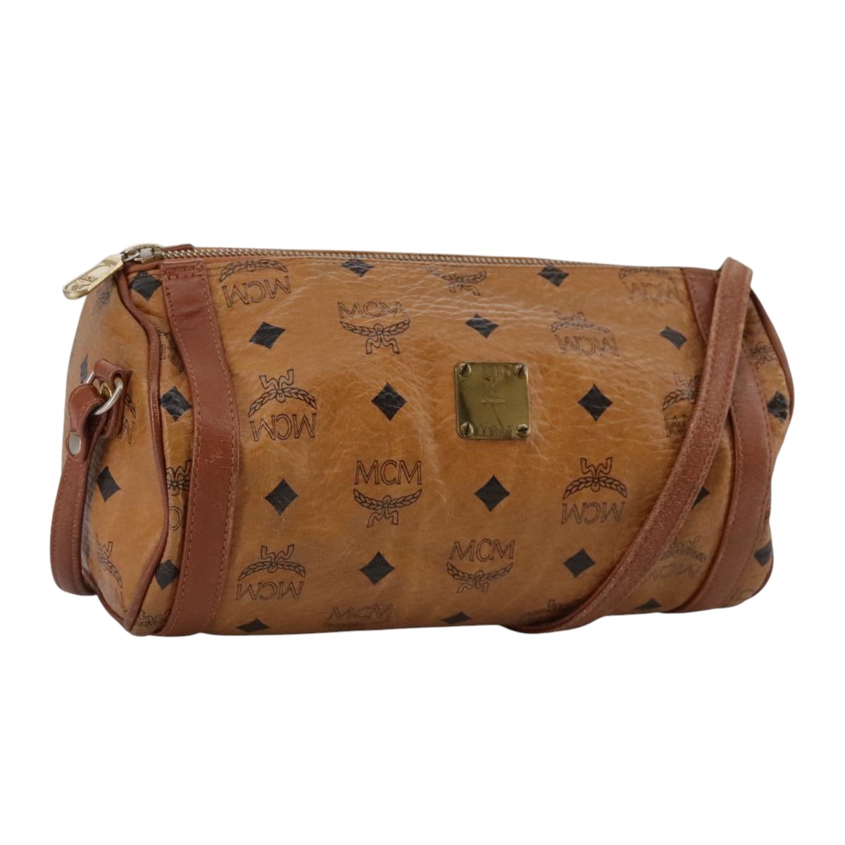 MCM Vicetos Logogram Shoulder Bag PVC Leather Brown Auth ki5337