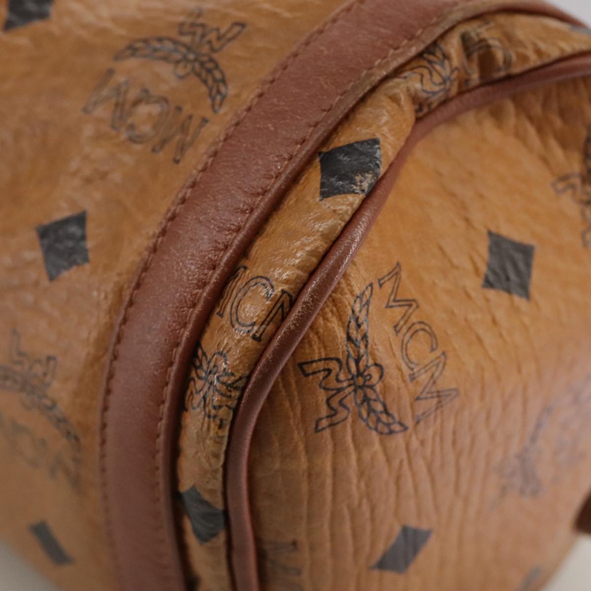 MCM Vicetos Logogram Shoulder Bag PVC Leather Brown Auth ki5337